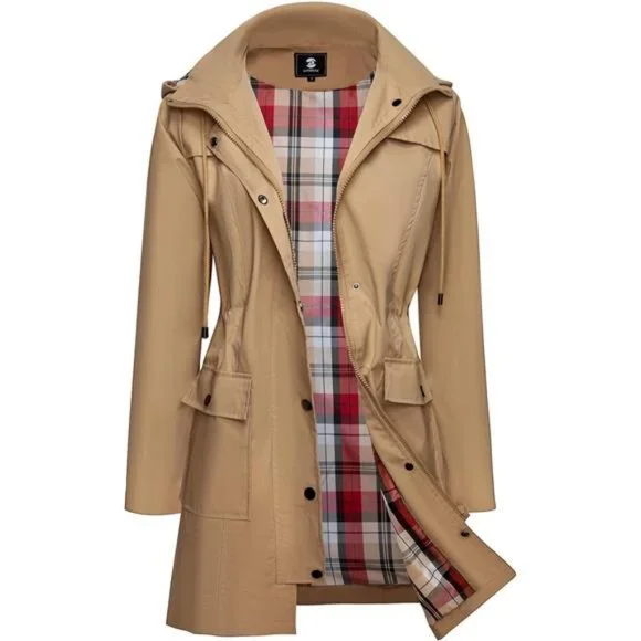 Waterproof Rain Jacket Lightweight Raincoat Hooded Windbreaker For Women - Picture 2 of 7